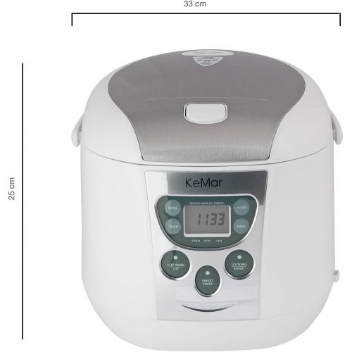  [아마존베스트]KeMar Kitchenware Reiskocher, Multikocher, BPA-frei, Dampfgarer, Edelstahl Dampfeinsatz, (790W, 1,8 Liter, Modell 2020), 3 Auto Programme, 3 manuelle Programme