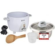 [아마존베스트]KeMar Kitchenware KRC-100 rice cooker, stainless steel pot, compact (0.6 L, 300 W, white), glass lid, BPA-free, bamboo spoon, stainless steel inner pot, stainless steel insert, sta