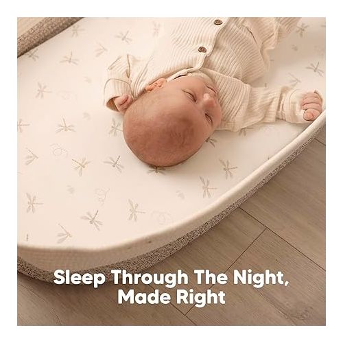  2-Pack Organic Bassinet Sheets for Girls, Boys - 100% Cotton Bassinet Mattress Sheets Compatible with Halo Bassinest Swivel Sleeper, Graco, Baby Delight, Chicco, Unisex Fitted Bassinet Sheets (Meadow)