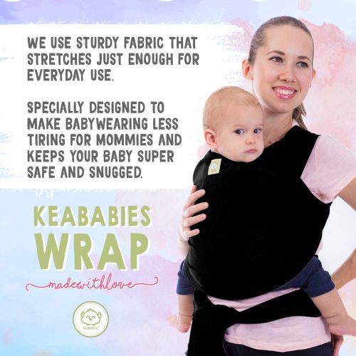  Baby Wrap Carrier by KeaBabies - All-in-1 Stretchy Baby Wraps - 3 Colors - Baby Sling - Infant Carrier - Hands-Free Babies Carrier Wraps | Great Baby Shower (Trendy Black)