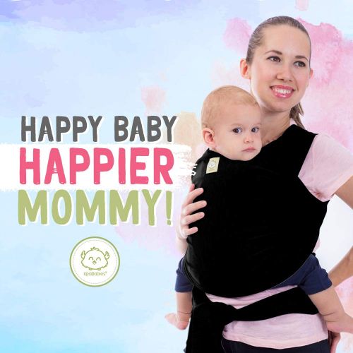  Baby Wrap Carrier by KeaBabies - All-in-1 Stretchy Baby Wraps - 3 Colors - Baby Sling - Infant Carrier - Hands-Free Babies Carrier Wraps | Great Baby Shower (Trendy Black)