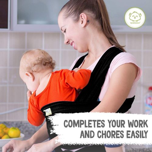  Baby Wrap Carrier by KeaBabies - All-in-1 Stretchy Baby Wraps - 3 Colors - Baby Sling - Infant Carrier - Hands-Free Babies Carrier Wraps | Great Baby Shower (Trendy Black)