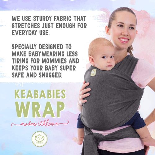  Baby Wrap Carrier by KeaBabies - All-in-1 Stretchy Baby Wraps - Baby Sling - Infant Carrier - Babys Wrap - Hands Free Babies Carrier Wraps | Great Baby Shower Gift (Mystic Gray)