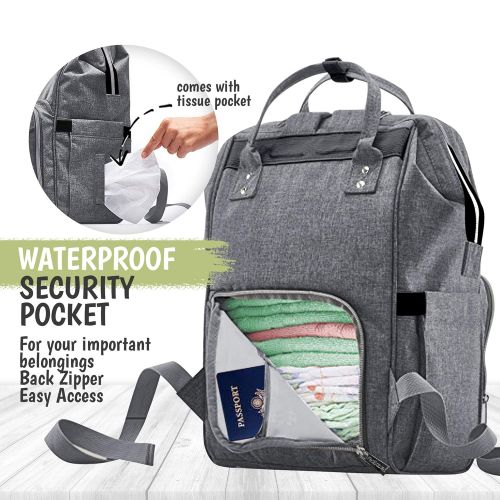  [아마존베스트]KeaBabies Backpack Diaper Bag Large - Multi-Function Waterproof Travel Baby Backpack Diaper Bag for Dad, Mom. Large Maternity Nappy Bags - Durable, Stylish - Diaper Mat Included (G