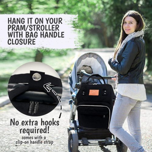  [아마존베스트]KeaBabies Diaper Bag Backpack Large - Multi-Function Waterproof Travel Bags for Mom, Dad, Men, Women - Large Maternity Nappy Bags - Durable, Stylish - Diaper Mat Included (Trendy Black)