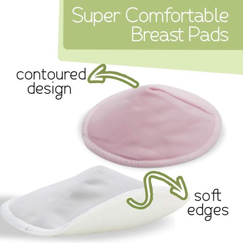  [아마존베스트]KeaBabies Organic Bamboo Nursing Breast Pads - 14Pack 3.9 Washable Pads + Wash Bag - Breastfeeding...