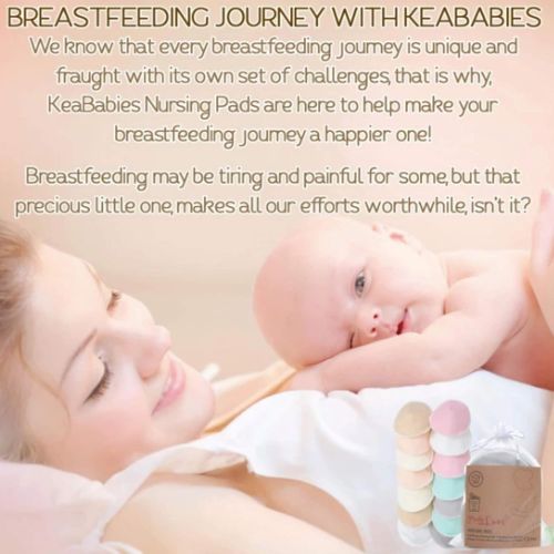  [아마존베스트]KeaBabies Organic Bamboo Nursing Breast Pads - 14Pack 3.9 Washable Pads + Wash Bag - Breastfeeding...