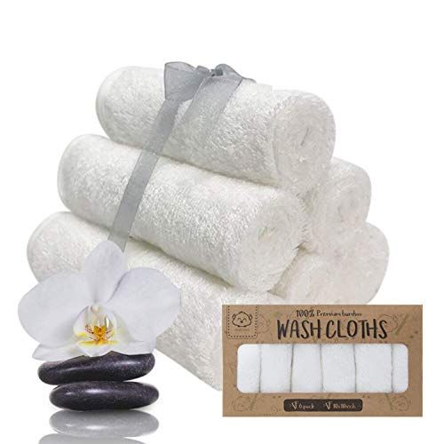  [아마존베스트]KeaBabies Baby Washcloth - Bamboo Washcloths Towel - Soft Organic Baby Washcloth - Face Towel for Baby, Adult and Infant - Hypoallergenic Towels - (White)