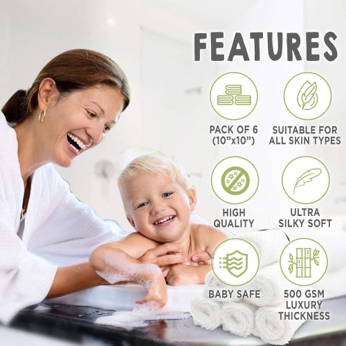  [아마존베스트]KeaBabies Baby Washcloth - Bamboo Washcloths Towel - Soft Organic Baby Washcloth - Face Towel for Baby, Adult and Infant - Hypoallergenic Towels - (White)