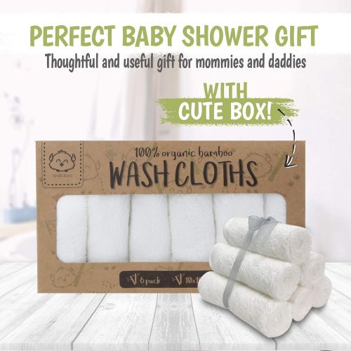  [아마존베스트]KeaBabies Baby Washcloth - Bamboo Washcloths Towel - Soft Organic Baby Washcloth - Face Towel for Baby, Adult and Infant - Hypoallergenic Towels - (White)