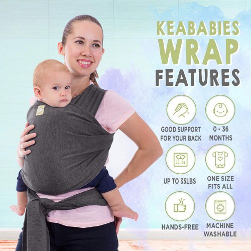  [아마존베스트]Baby Wrap Carrier by KeaBabies - All-in-1 Stretchy Baby Wraps - Baby Sling - Infant Carrier - Babys Wrap - Hands Free Babies Carrier Wraps | Great Baby Shower Gift (Mystic Gray)