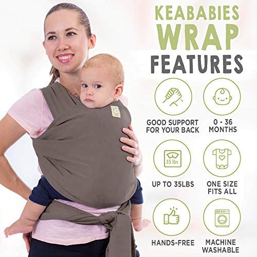  [아마존베스트]Baby Wrap Carrier by KeaBabies - All-in-1 Stretchy Baby Wraps - 3 Colors - Baby Sling - Infant Carrier - Hands-Free Babies Carrier Wraps | Great Baby Shower (Copper Gray)