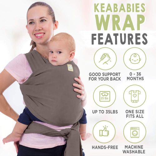  [아마존베스트]Baby Wrap Carrier by KeaBabies - All-in-1 Stretchy Baby Wraps - 3 Colors - Baby Sling - Infant Carrier - Hands-Free Babies Carrier Wraps | Great Baby Shower (Copper Gray)