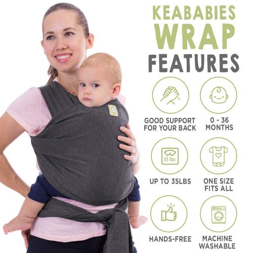  [아마존베스트]KeaBabies Baby Wrap Carrier All-in-1 Stretchy Baby Wraps - Baby Sling - Infant Carrier - Babys Wrap - Hands Free...