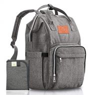 KeaBabies Diaper Bag Backpack - Large Waterproof Travel Baby Bags (Classic Gray)