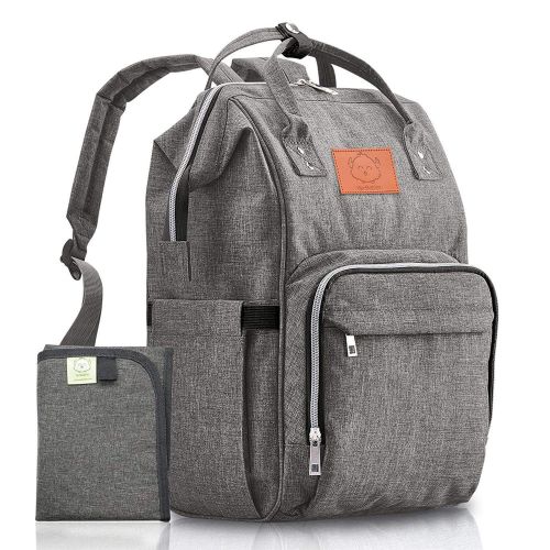  KeaBabies Diaper Bag Backpack - Large Waterproof Travel Baby Bags (Classic Gray)