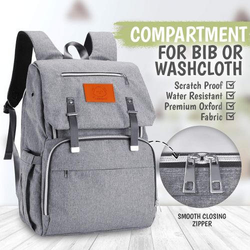  KeaBabies Diaper Bag Backpack, Waterproof Multi Function Baby Travel Bags (Classic Gray)