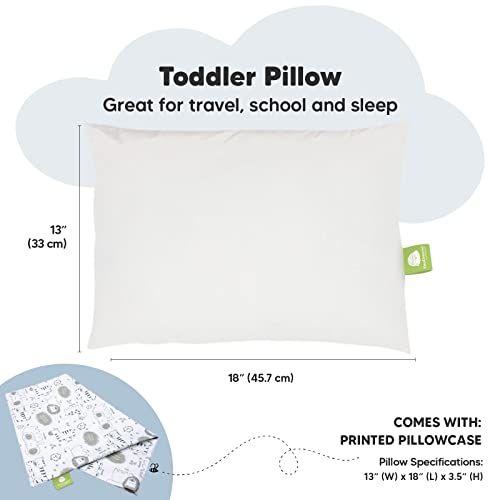  KeaBabies Toddler Pillow with Pillowcase - 13X18 Soft Organic Cotton Toddler Pillows for Sleeping - Machine Washable - Toddlers, Kids, Child - Perfect for Travel, Toddler Cot, Bed Set (KeaSa