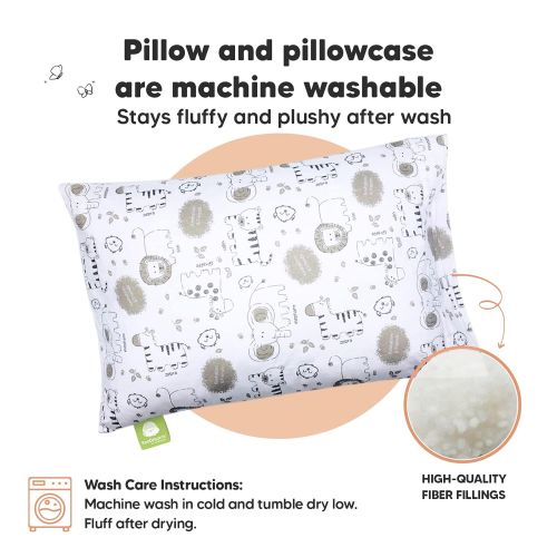  KeaBabies Toddler Pillow with Pillowcase - 13X18 Soft Organic Cotton Toddler Pillows for Sleeping - Machine Washable - Toddlers, Kids, Child - Perfect for Travel, Toddler Cot, Bed Set (KeaSa