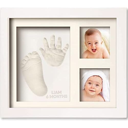  KeaBabies Baby Handprint Footprint Keepsake Kit - Baby Prints Photo Frame for Newborn - Baby Nursery Memory Art Kit Frames - Baby Shower Picture Frames for Baby Registry Boys,Girls (Alpine W