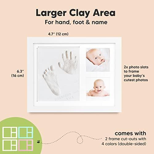  KeaBabies Baby Handprint Footprint Keepsake Kit - Baby Prints Photo Frame for Newborn - Baby Nursery Memory Art Kit Frames - Baby Shower Picture Frames for Baby Registry Boys,Girls (Alpine W