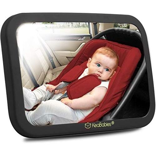  KeaBabies Large Shatterproof Baby Car Mirror - Safety Baby Car Seat Mirror - Baby Car Mirror for Back Seat Rear Facing Infant - Carseat Mirrors - Fully Assembled Baby Mirror for Ca