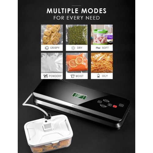  Kealive Vacuum Sealer Machine, Touch Screen LCD Vaccum Starter Ket with Foil Roll and a vacuum pipe, Automatic/Manual Mode Food Vacuum Sealing System for Dry & Moist