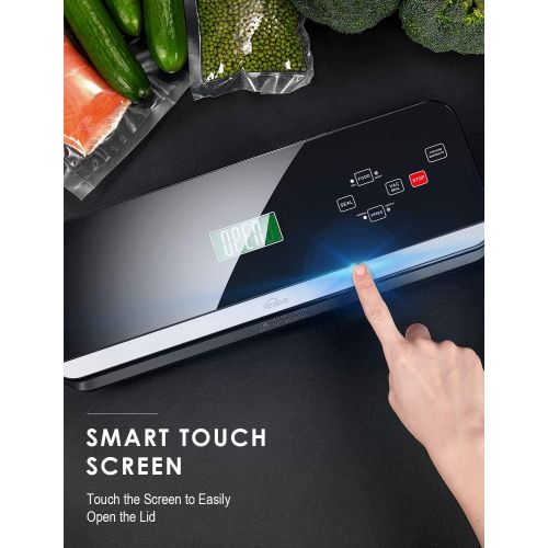  Kealive Vacuum Sealer Machine, Touch Screen LCD Vaccum Starter Ket with Foil Roll and a vacuum pipe, Automatic/Manual Mode Food Vacuum Sealing System for Dry & Moist