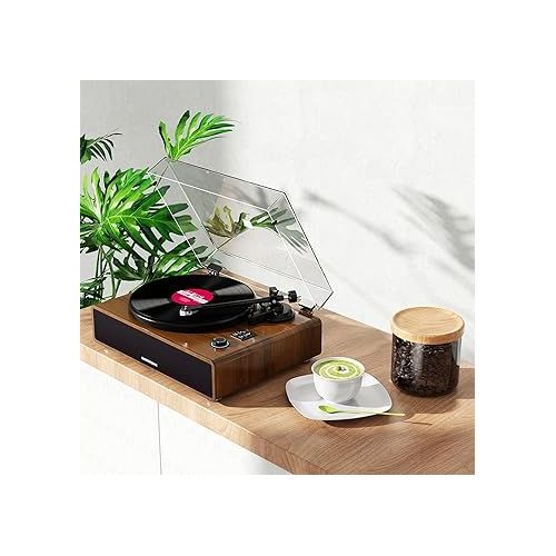  Record Player with Speakers 45W,Turntable for Vinyl Record with Built-in Stereo Speakers & Magnetic Cartridge, Supports Vinyl to MP3 Function/Phono preamp/AUX-in/RCA Output