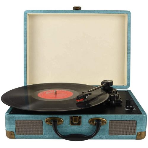  Kedok Record Player Vintage 3-Speed Bluetooth Vinyl Turntable with Stereo Speaker, Belt Driven Suitcase Vinyl Record Player