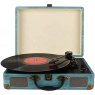 [아마존베스트]Kedok Record Player Vintage 3-Speed Bluetooth Vinyl Turntable with Stereo Speaker, Belt Driven Suitcase Vinyl Record Player
