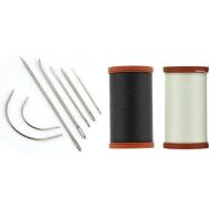 Kedudes Sale! Upholstery Repair Kit! Coats & Clark Extra Strong Upholstery Thread 1 Naturel Spool, 1 Black Spool (150-Yard) Includes a Set of Heavy Duty Assorted Hand Needles, 7-Count