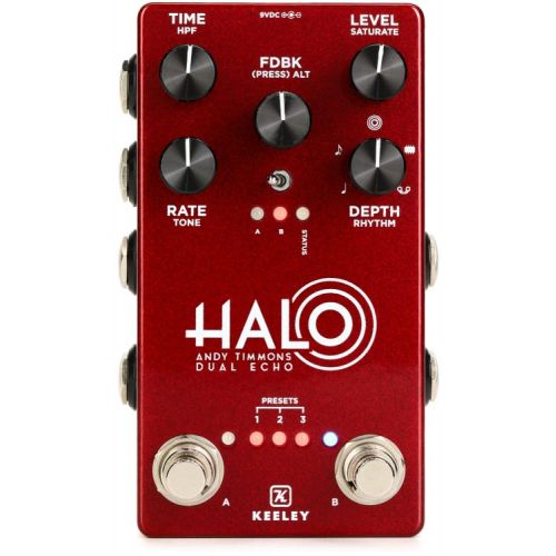  Keeley Halo Andy Timmons Dual Echo Pedal with 3 Patch Cables - Andy Apple Red