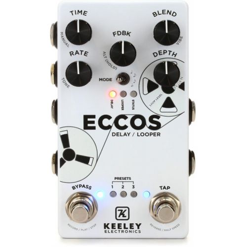  Keeley ECCOS Delay / Looper Pedal with 3 Patch Cables