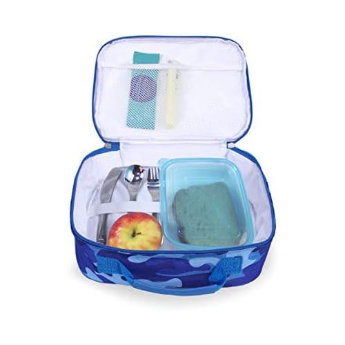  [아마존베스트]Keeli Kids Insulated Camo Lunch Box School Lunchbox Container for Preschool Kindergarten School Boys with Matching Sandwich Cutter in Blue Camouflage