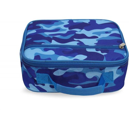  [아마존베스트]Keeli Kids Insulated Camo Lunch Box School Lunchbox Container for Preschool Kindergarten School Boys with Matching Sandwich Cutter in Blue Camouflage