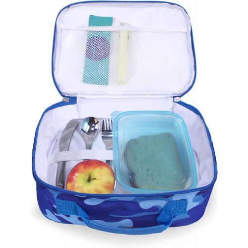  [아마존베스트]Keeli Kids Insulated Camo Lunch Box School Lunchbox Container for Preschool Kindergarten School Boys with Matching Sandwich Cutter in Blue Camouflage