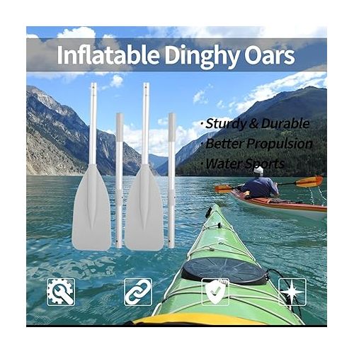  Keenso 2Pcs Inflatable Dinghy Oars, Silver Dinghy Paddle Boat Durable Paddles Plastic for Boat Canoe Water Marine Sports Rowing