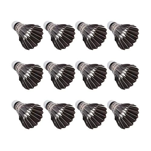  Keenso 12 Pack Badminton Ball Portable Hight Speed Black Goose Feather Badminton Shuttlecocks Kids Badminton Shuttlecocks Balls for Sport Training(Black) Badminton, Tennis Supplies