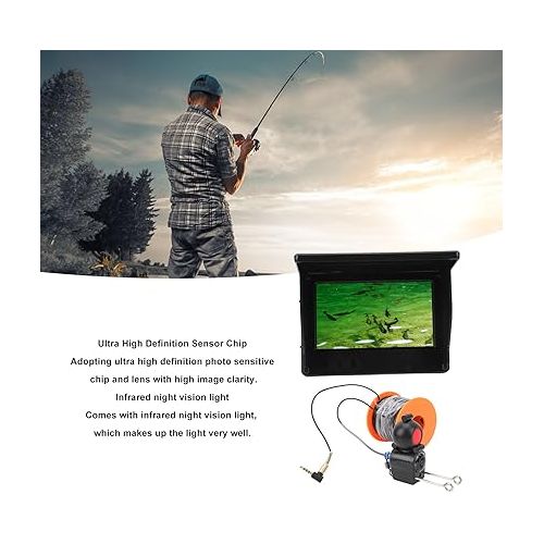  Fish Finder Camera Kit with True Color LCD Display, Ultra HD Sensor Chip, IR Night Light for Underwater Fishing