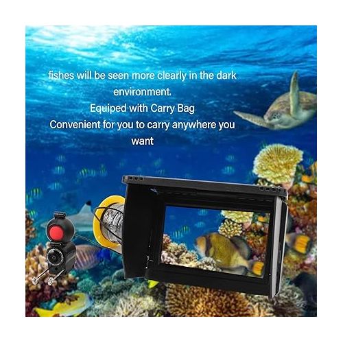 Underwater Fishing Camera HD 800x480 Resolution 170° Viewing Angle, Infrared Night Vision LED, Long Battery Life, True Color LCD Monitor for Lake Boat Ice Fishing