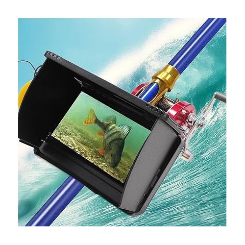  Underwater Fishing Camera HD 800x480 Resolution 170° Viewing Angle, Infrared Night Vision LED, Long Battery Life, True Color LCD Monitor for Lake Boat Ice Fishing