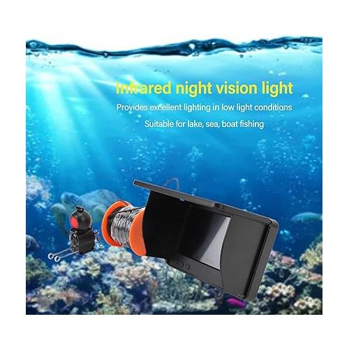  HD Display Visual Fish Finder Camera with Long Battery Life Ultra Clear Sensor Chip, Night Light, Portable Fish Finder Detection Kit with 20m Line