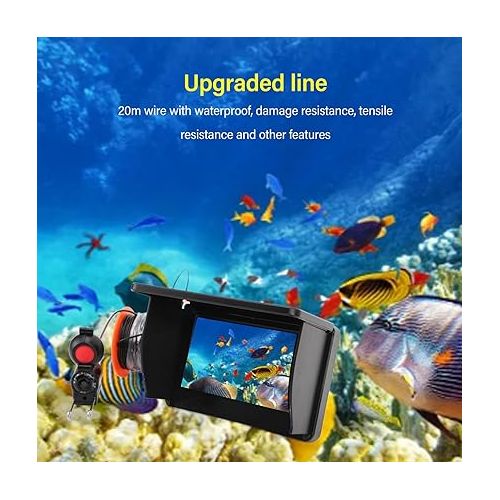 HD Display Visual Fish Finder Camera with Long Battery Life Ultra Clear Sensor Chip, Night Light, Portable Fish Finder Detection Kit with 20m Line