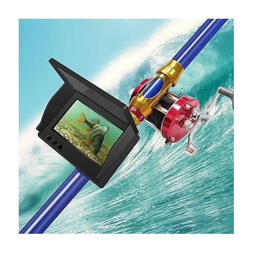  Underwater Fish Finder Camera Kit with 20m Cable, Long Battery Life Infrared LED 4.3in LCD IPS Display Monitor for Fishing