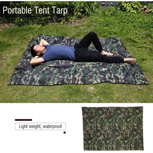 Keenso Camouflage Outdoor Portable Tent Tarp，Nylon Fabric Portable Tent Tarp Lightweight Rainproof Mat RainTent Tarp Shelter