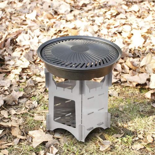  Keenso Wood Burning Stove, Portable Stainless Steel Folding Wood Burning Stove Mini Cooker for Outdoor Camping Travel Hiking Picnic