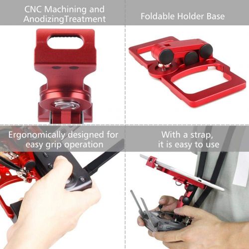  Keenso Controller Holder, Phone Tablet Holder BracketCopatible with DJI Mavic 2/Pro/Air / Spark Drone Remote Controller( Red Without Holder for CrystalSky)