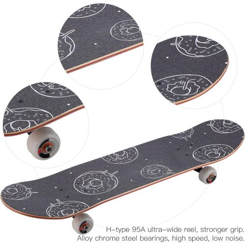  Keenso Double Kick Skate Board, Four?Wheel Double Tilt Skateboard Maple Skate Board for Beginners Teens Adults
