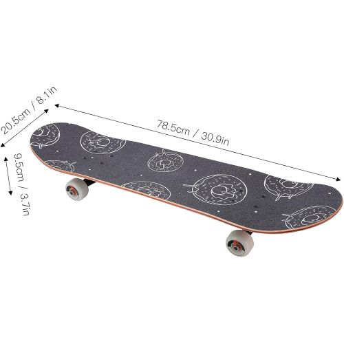  Keenso 4 Wheel Skateboard, 30.9 x 8.1 x 3.7in Complete Skateboard 7 Layer Maple Double Kick Deck Concave Cruiser Trick Skateboard Longboard for Beginners, Kids, Adults, Girls Elect